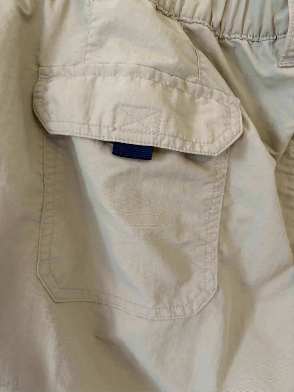 Lands’ End Men’s Belted Cargo Lined Swim Trunks Size XXL Light Beige Color